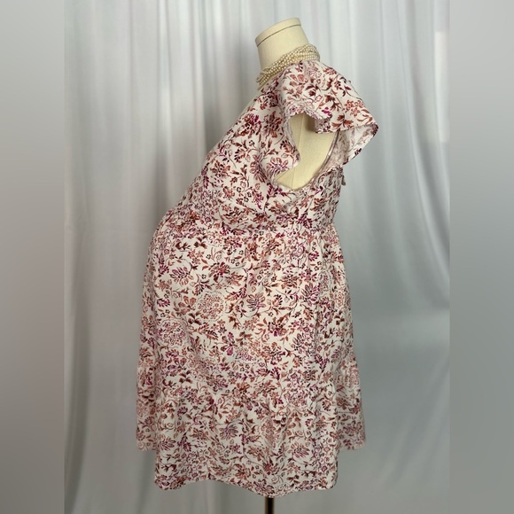 Isabel Maternity by Ingrid & Isabel Red and White Flutter Sleeve Sundress (745) - Picture 6 of 14